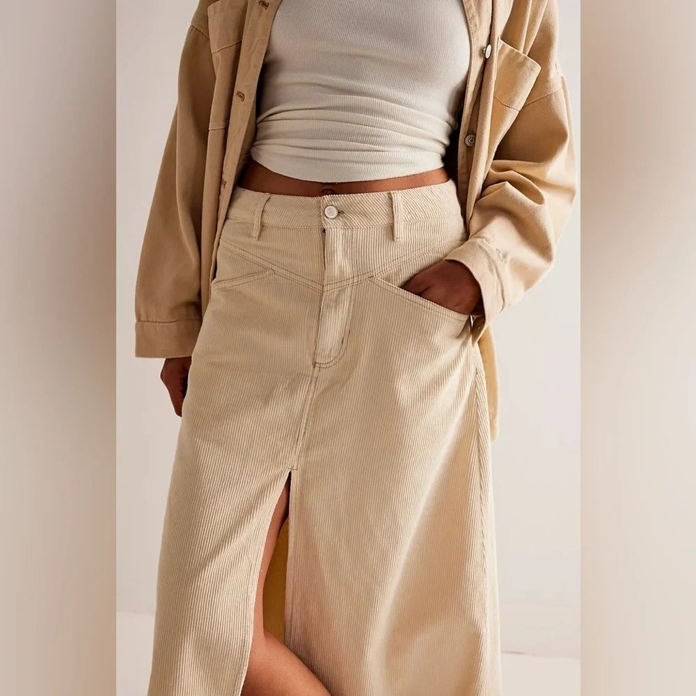 Free People Come As You Are Cord Maxi Skirt - Picture 3 of 11